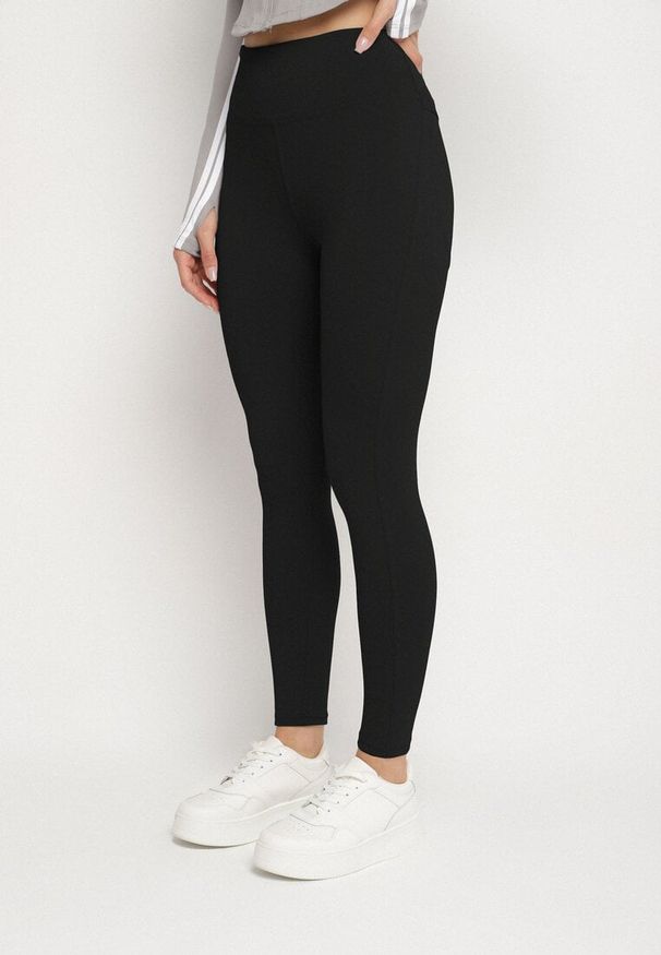 Born2be - Czarne Legginsy z Modelującymi Przeszyciami Selettia. Okazja: na co dzień, na spacer. Kolor: czarny. Styl: klasyczny, casual