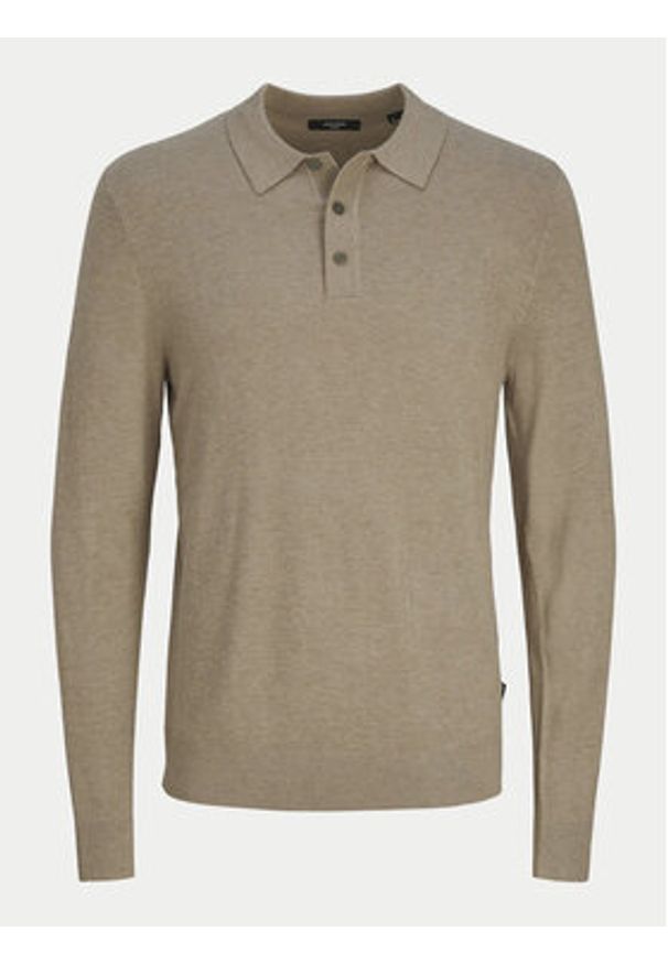 Jack & Jones - Jack&Jones Polo William 12259650 Beżowy Regular Fit. Typ kołnierza: polo. Kolor: beżowy. Materiał: wiskoza