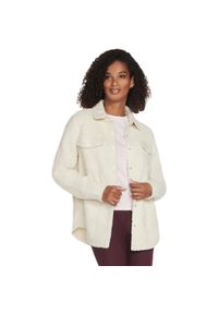 skechers - Kurtka Skechers Sherpa Shacket, Kobiety. Kolor: biały. Materiał: puch, poliester, materiał. Sport: turystyka piesza