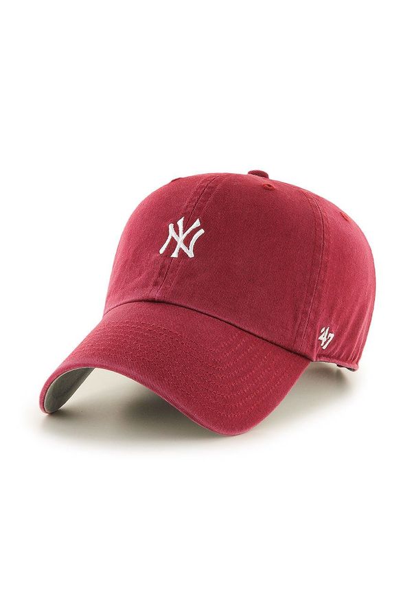 47 Brand - 47brand czapka New York Yankees kolor czerwony z aplikacją. Kolor: czerwony. Wzór: aplikacja