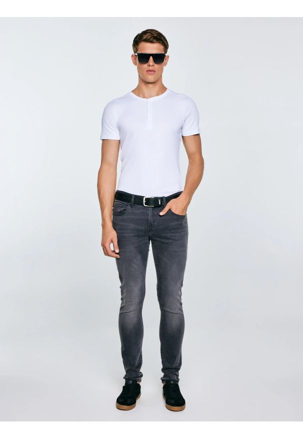 Big-Star - Jeansy męskie skinny szare Deric 893. Okazja: na co dzień. Kolor: szary. Styl: casual