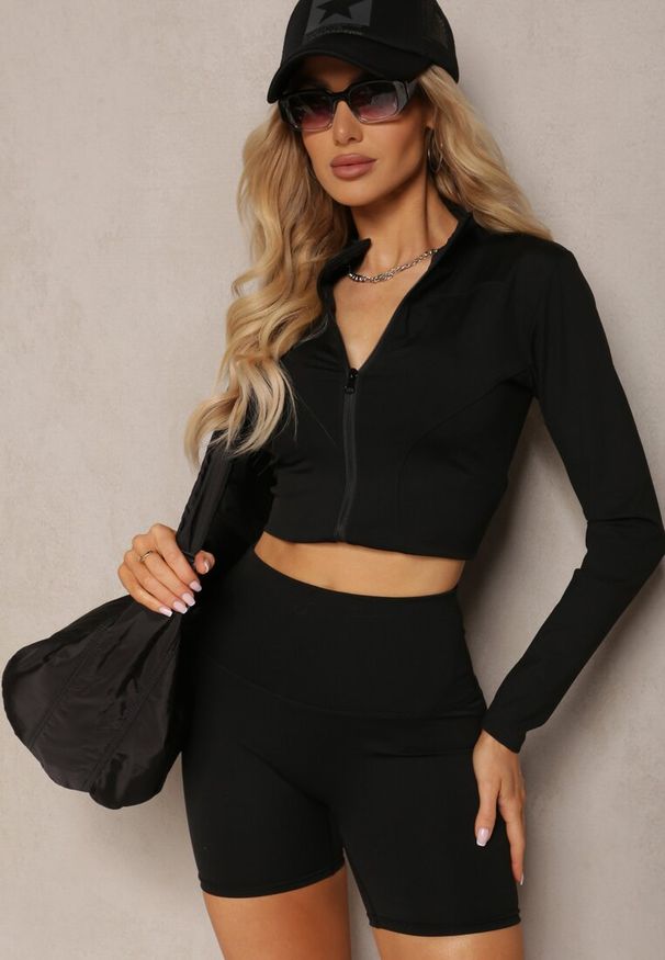 Renee - Czarne Szorty Kolarki High Waist z Efektem Push Up Pielara. Okazja: na co dzień. Stan: podwyższony. Kolor: czarny. Długość: krótkie. Sezon: lato. Styl: sportowy, elegancki, casual