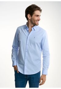 Ochnik - Koszula męska. Kolor: niebieski. Materiał: bawełna
