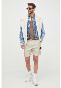 Calvin Klein Jeans szorty męskie kolor beżowy. Kolor: beżowy. Materiał: tkanina #4