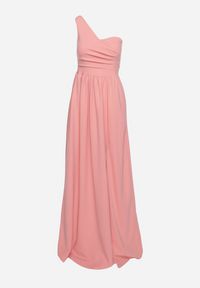 Born2be - Różowa Elegancka Rozkloszowana Sukienka na Jedno Ramię Wistlia. Okazja: na imprezę. Kolor: różowy. Typ sukienki: asymetryczne, rozkloszowane. Styl: elegancki #5
