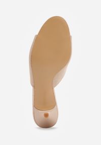 Born2be - Beżowe Minimalistyczne Klapki z Imitacji Zamszu na Kaczuszce Zellenis. Okazja: na co dzień, na wesele, na ślub cywilny. Kolor: beżowy. Materiał: zamsz. Sezon: lato. Obcas: na szpilce. Styl: elegancki, casual. Wysokość obcasa: niski #2