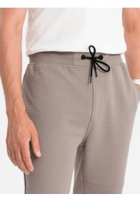 Ombre Clothing - Spodnie dresowe męskie z tkaniny ottoman - popielate V4 OM-PASK-0129 - XXL. Kolor: szary. Materiał: dresówka, tkanina. Styl: sportowy #6