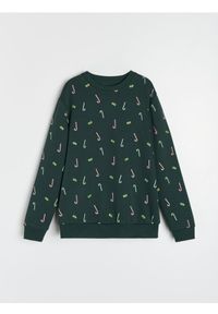 Sinsay - Bluza z motywem świątecznym - zielony. Kolor: zielony. Styl: wizytowy
