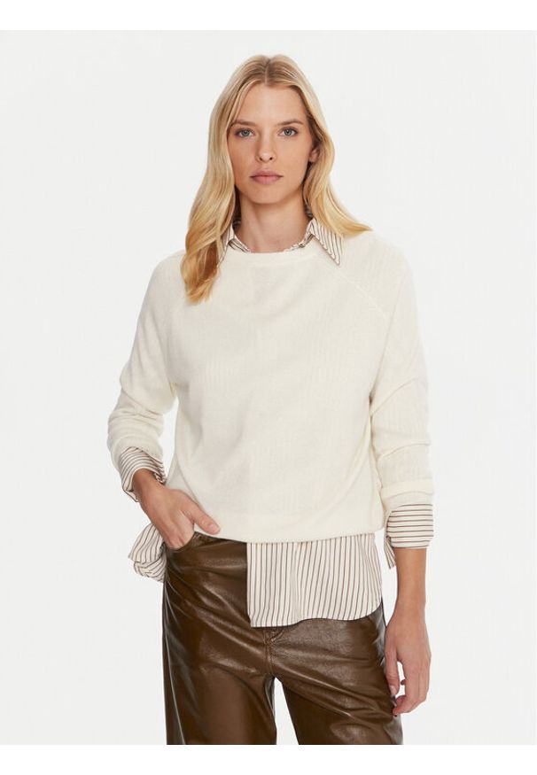 Marella Sweter Tesa 2523366171 Biały Relaxed Fit. Kolor: biały. Materiał: kaszmir