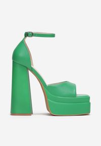 Born2be - Zielone Sandały Depheusa. Nosek buta: otwarty. Zapięcie: pasek. Kolor: zielony. Obcas: na platformie. Styl: elegancki #5