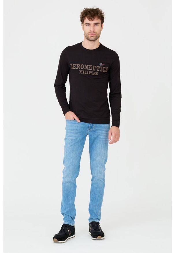 Aeronautica Militare - AERONAUTICA MILITARE Czarny longsleeve. Kolor: czarny. Długość rękawa: długi rękaw