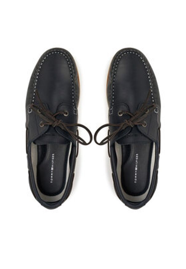 TOMMY HILFIGER - Tommy Hilfiger Półbuty Th Boat Shoe Core Lth FM0FM05569 Granatowy. Kolor: niebieski. Materiał: skóra