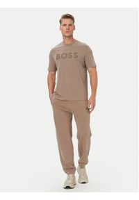 BOSS T-Shirt Structure Logo 50566883 Beżowy Regular Fit. Kolor: beżowy. Materiał: bawełna #3