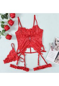 Intica - Gorsetowy zestaw bielizny z delikatnych materiałów Zephirine. Kolor: czerwony. Materiał: materiał #1