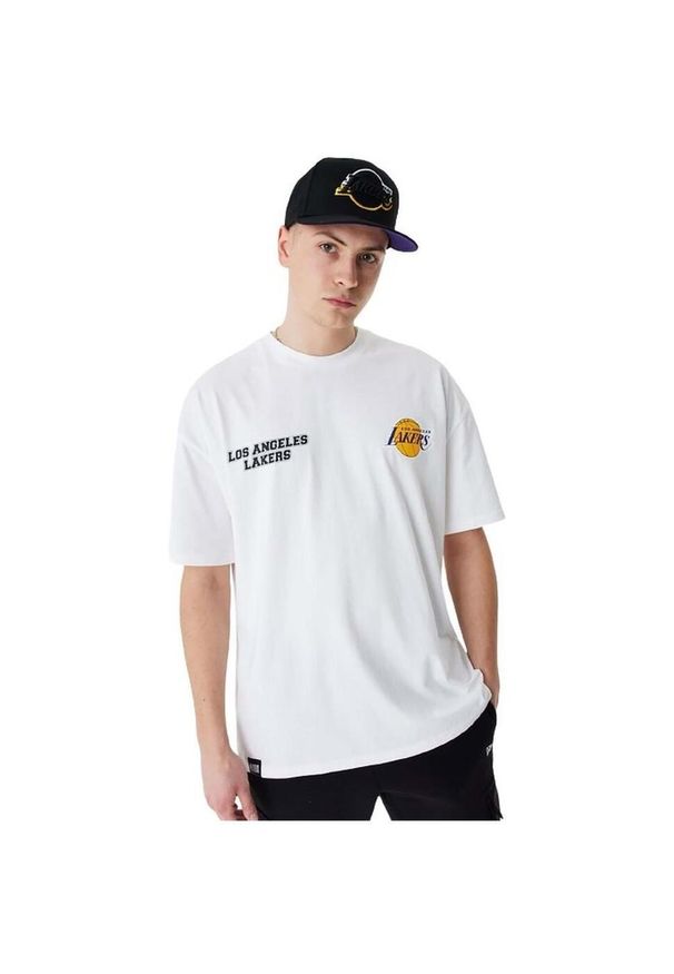 Koszulka męska New Era NBA Large Graphic BP OS Tee Los Angeles Lakers. Kolor: biały, wielokolorowy