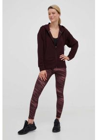 DKNY - Dkny bluza damska kolor bordowy z kapturem gładka. Typ kołnierza: kaptur. Kolor: czerwony. Materiał: poliester. Wzór: gładki #2