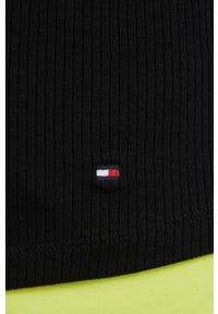 TOMMY HILFIGER - Tommy Hilfiger top damski kolor czarny. Kolor: czarny. Materiał: włókno, dzianina. Długość rękawa: na ramiączkach. Wzór: gładki #4