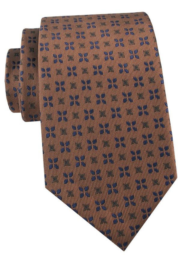 Krawat Męski - Angelo di Monti - Brązowy w Groszek. Kolor: brązowy, beżowy, wielokolorowy. Materiał: tkanina. Wzór: grochy. Styl: elegancki, wizytowy