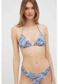 Abercrombie & Fitch biustonosz kąpielowy kolor granatowy lekko usztywniona miseczka. Kolor: niebieski. Materiał: dzianina #1