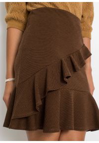 Spódnica mini w żakardowy wzór bonprix brązowy. Kolor: brązowy. Materiał: żakard #3