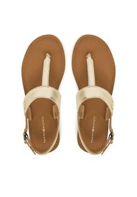 TOMMY HILFIGER - Tommy Hilfiger Sandały Metallic Leather Thong Sandal FW0FW08798 Złoty. Kolor: złoty. Materiał: skóra #3