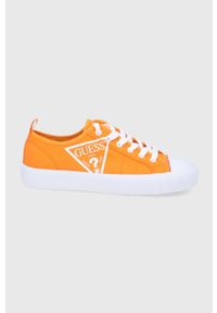 Guess Tenisówki damskie kolor pomarańczowy. Nosek buta: okrągły. Zapięcie: sznurówki. Kolor: pomarańczowy. Materiał: guma
