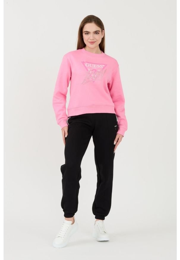 Guess - GUESS Czarne damskie spodnie dresowe Kiara Pant, Rozmiar S. Kolor: czarny. Materiał: dresówka