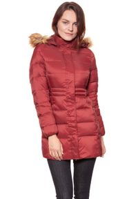 Wrangler - DAMSKA KURTKA ZIMOWA WRANGLER LONG PUFFER SYRAH RED W4105V5S6. Materiał: futro, puch. Sezon: zima #6