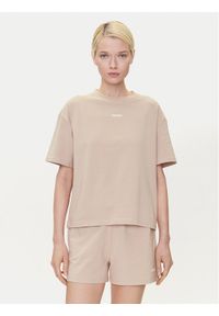 Hugo - HUGO T-Shirt 50490593 Beżowy Relaxed Fit. Kolor: beżowy. Materiał: bawełna