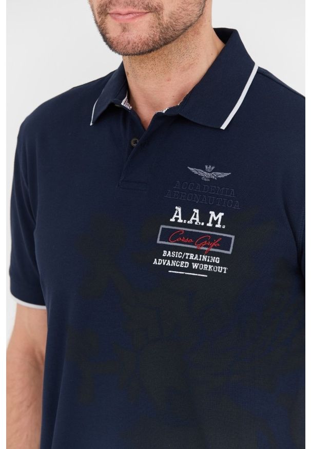 Aeronautica Militare - AERONAUTICA MILITARE Granatowa koszulka Polo M.C.. Typ kołnierza: polo. Kolor: niebieski