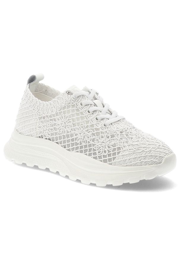 Białe Sneakers Vinceza Modne Obuwie Damskie. Okazja: na co dzień. Zapięcie: sznurówki. Kolor: biały. Szerokość cholewki: normalna. Wzór: kwiaty, ażurowy, aplikacja. Obcas: na platformie