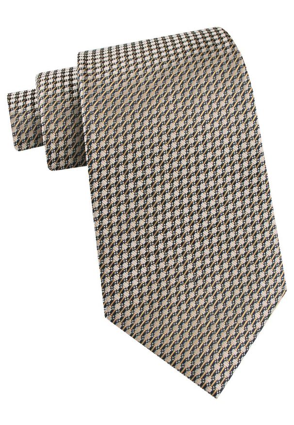 Krawat Męski - Angelo di Monti - Odcienie Beżu i Złota. Kolor: brązowy, beżowy, żółty, wielokolorowy, złoty. Materiał: tkanina. Styl: elegancki, wizytowy