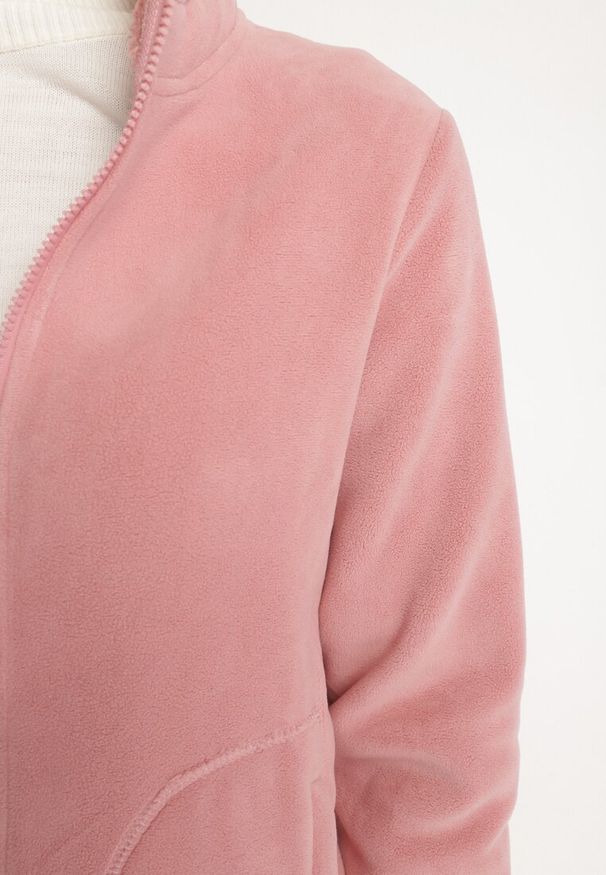 Born2be - Różowa Welurowa Bluza na Suwak Asiyana. Okazja: na co dzień. Kolor: różowy. Materiał: welur. Długość rękawa: długi rękaw. Długość: długie. Wzór: aplikacja. Styl: casual