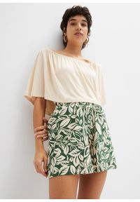 bonprix - Szorty z dżerseju z elastycznej mieszanki bawełny. Kolor: zielony. Materiał: jersey, bawełna. Wzór: nadruk #2