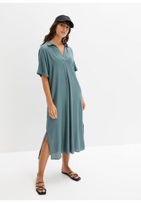 bonprix - Sukienka koszulowa z kieszeniami. Kolor: zielony. Typ sukienki: koszulowe. Długość: maxi #1
