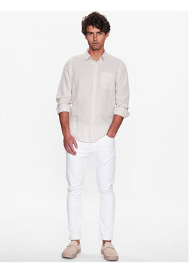 Calvin Klein Koszula K10K108664 Beżowy Regular Fit. Kolor: beżowy. Materiał: bawełna