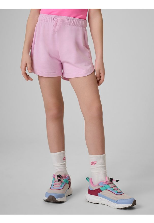 4f - 4F Spodenki dresowe dziewczęce - różowe 164 (13-14 lat). Kolor: różowy. Materiał: dresówka. Długość: krótkie. Sezon: lato