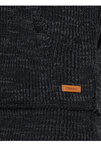 Ombre Clothing - Sweter męski - czarny E152 - L. Typ kołnierza: kołnierzyk stójkowy. Kolor: czarny. Materiał: akryl. Wzór: ze splotem #3