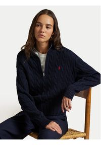 Polo Ralph Lauren Sweter 211963467002 Granatowy Relaxed Fit. Typ kołnierza: polo. Kolor: niebieski. Materiał: bawełna #4