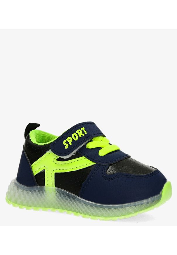 Casu - Granatowe buty sportowe na rzep casu 20x4/m. Zapięcie: rzepy. Kolor: zielony, wielokolorowy, niebieski