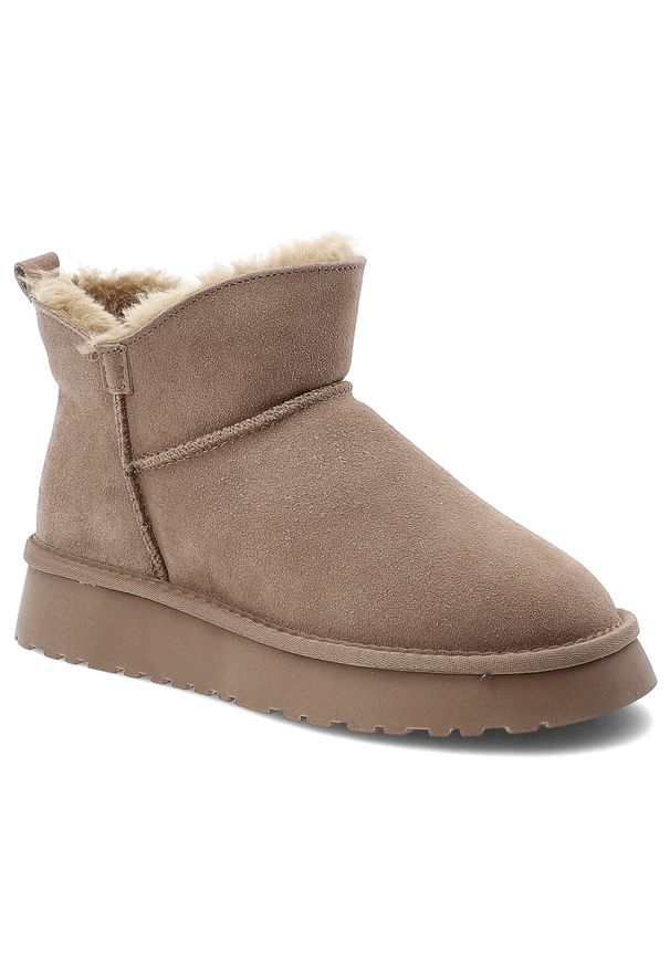 Beżowe Śniegowce Vinceza Ocieplane Buty Damskie. Okazja: na spacer, na co dzień. Kolor: beżowy. Materiał: zamsz, futro, jeans, dzianina. Sezon: zima. Styl: casual