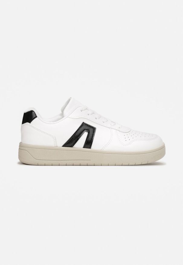 Renee - Biało-Czarne Sneakersy z Wstawkami Araa. Wysokość cholewki: przed kostkę. Kolor: biały. Szerokość cholewki: normalna