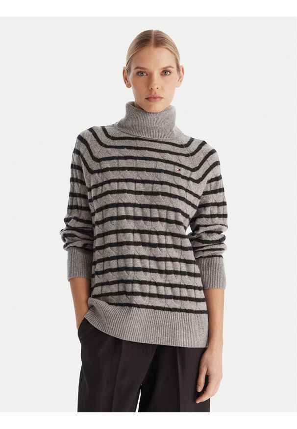 TOMMY HILFIGER - Tommy Hilfiger Golf WW0WW46791 Szary Regular Fit. Typ kołnierza: golf. Kolor: szary. Materiał: wełna