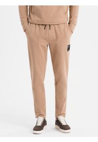 Ombre Clothing - Komplet dresowy męski bluza z kapturem + spodnie dresowe - brązowy V3 - Rozmiar: S. Okazja: na co dzień. Typ kołnierza: kaptur. Kolor: brązowy. Materiał: dresówka. Styl: casual