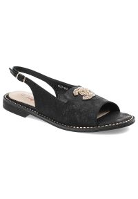 Czarne Sandały S.Barski Eleganckie Obuwie Damskie. Okazja: na co dzień. Zapięcie: pasek. Kolor: czarny. Materiał: skóra ekologiczna. Sezon: lato. Styl: elegancki