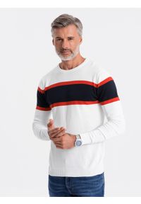 Ombre Clothing - Sweter męski - biały V5 - Rozmiar: XL. Kolor: biały. Materiał: jeans, bawełna. Styl: klasyczny #6