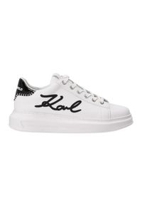 Karl Lagerfeld - KARL LAGERFELD Białe damskie sneakersy skórzane Kapri Karl NFT Lo Lace. Okazja: na co dzień. Kolor: biały. Materiał: skóra #4