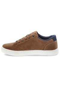 Brązowe Eleganckie Sneakersy Wrangler Stylowe Obuwie Męskie. Okazja: na spacer, na co dzień. Zapięcie: sznurówki. Kolor: brązowy. Materiał: materiał, jeans. Szerokość cholewki: normalna. Sezon: jesień. Sport: turystyka piesza #7