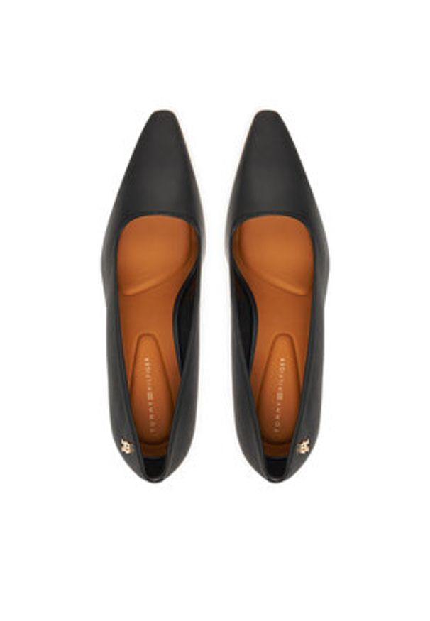 TOMMY HILFIGER - Tommy Hilfiger Szpilki Logo Pump Slanted Hl FW0FW08993 Czarny. Kolor: czarny. Materiał: skóra. Obcas: na szpilce