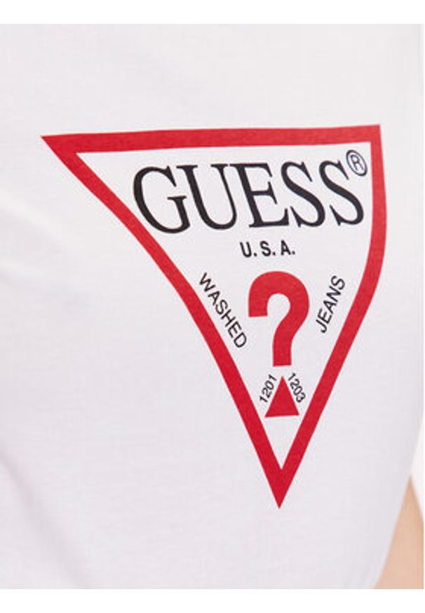 Guess T-Shirt W1YI1B I3Z14 Biały Slim Fit. Kolor: biały. Materiał: bawełna